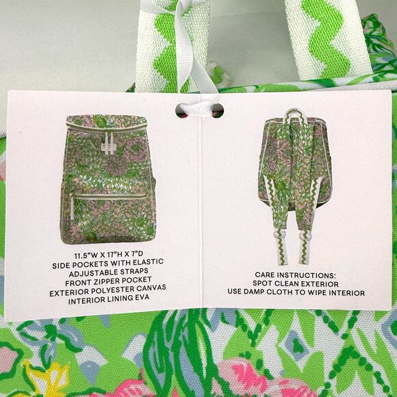 Lilly Pulitzer Backpack Cooler Lime Feeling Good Floral Print Insulated Tote - Picture 11 of 12